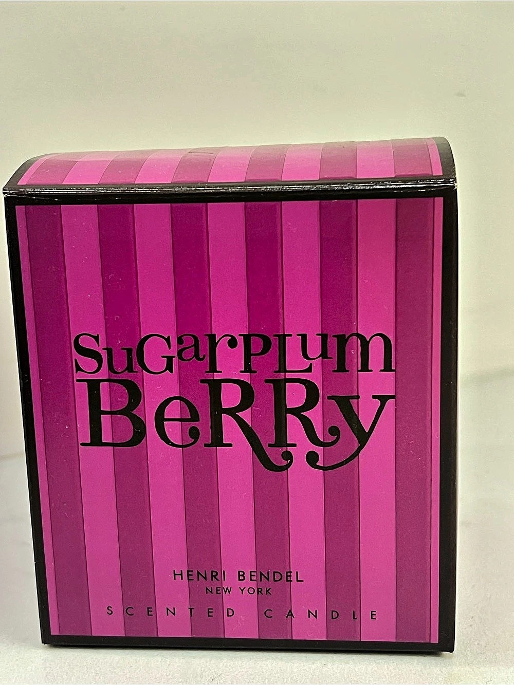 Henri Bendel Sugarplum Berry Scented Candle Striped Pink Scented Candle NWT